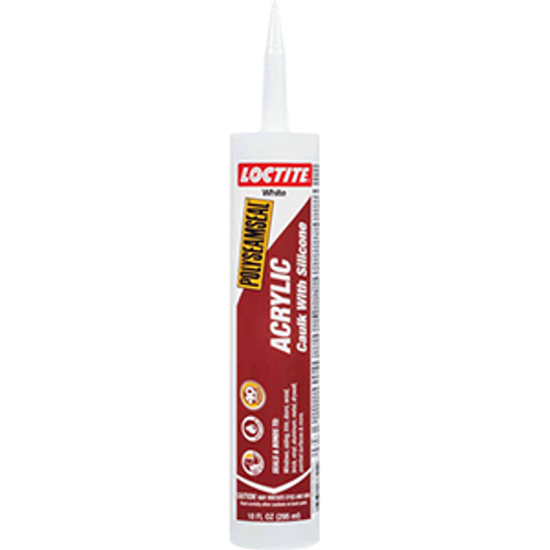 LOCTITE 1507600 10OZ POLYSEAMSEAL WHITE ACRYLIC CAULK WITH SILICONE 12CC