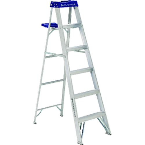 LOUISVILLE LADDER AS2106 6' ALUMINUM STEPLADDER TYPE I WITH MOLDED PAIL SHELF 250LB RATING