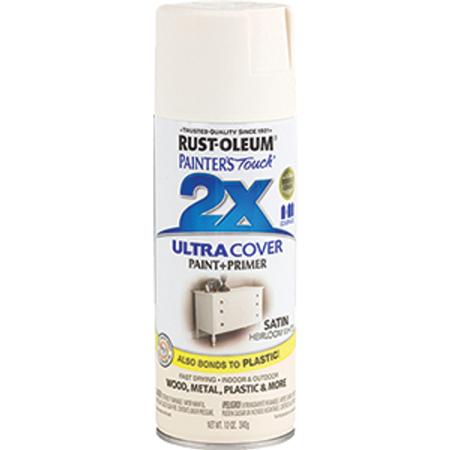 RUSTOLEUM 249076 12OZ SATIN HEIRLOOM WHITE PAINTERS TOUCH 2X ULTRA COVER SPRAY
