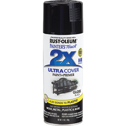 RUSTOLEUM 249122 12OZ GLOSS BLACK PAINTERS TOUCH 2X ULTRA COVER SPRAY