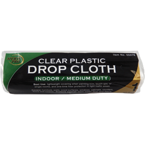 MERIT PRO 00376 9' X 12' 1 MIL CLEAR ROLLED DROP CLOTH