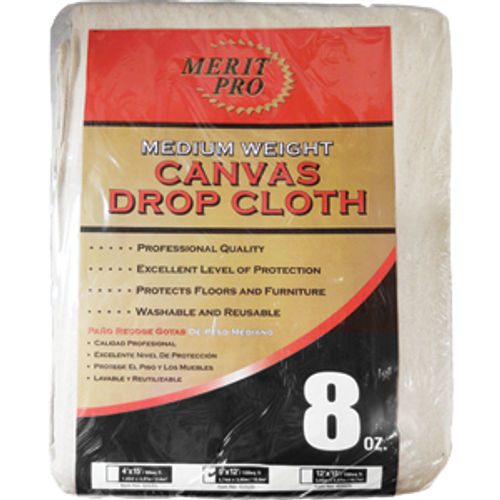 MERIT PRO 02020 9' X 12' 8OZ MED WEIGHT CANVAS DROP CLOTH