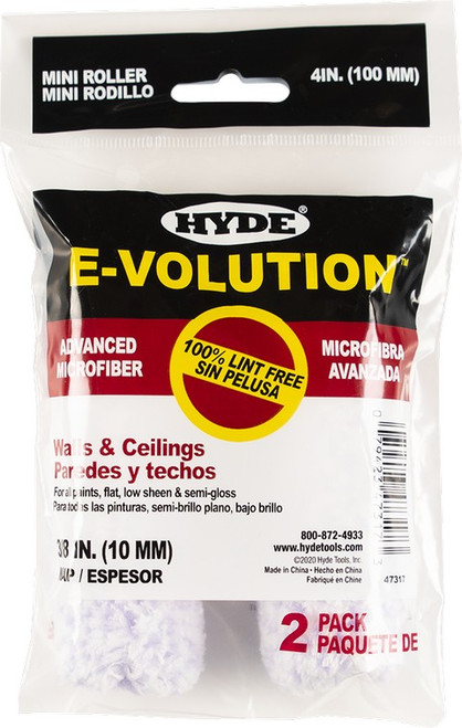 Hyde 47317 4" x 3/8" Nap E-Volution Mini Microfiber Roller Cover (2pk)