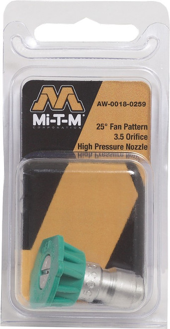 Mi-T-M AW-0018-0259 3.5 Orifice 25 Degree (Green) Pressure Washer Quick Connect Nozzle