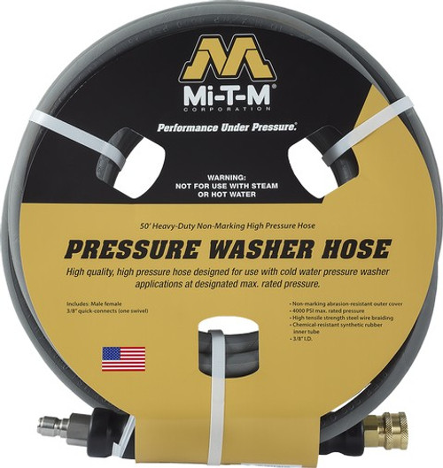 Mi-T-M AW-0851-0338 50' X 3/8" Pressure Washer Hose 4000psi w/Quick Connect