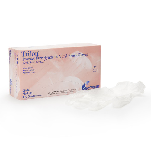 Trilon Vinyl Exam Glove, Medium, Clear