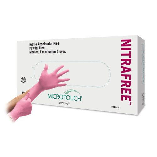 Micro-Touch NitraFree Nitrile Exam Glove, Large, Pink