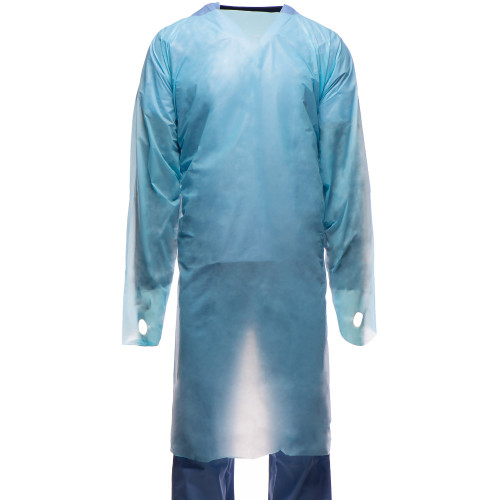 GOWN, IMPERVIOUS FLUID ISOLTN CPE BLU UNISEX (15/BX 5BX/CS)