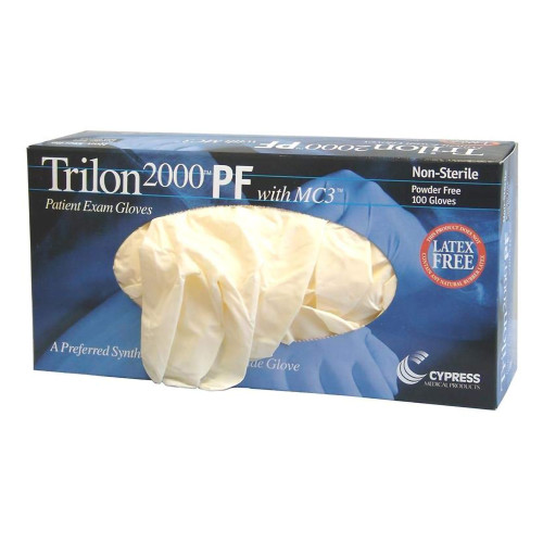Trilon 2000 PF with MC3 Stretch Vinyl Standard Cuff Length Exam Glove, Large, Ivory