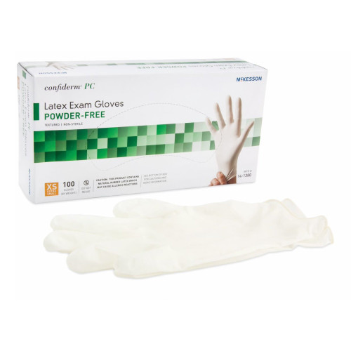 McKesson Confiderm Latex Exam Glove, Extra Small, Ivory