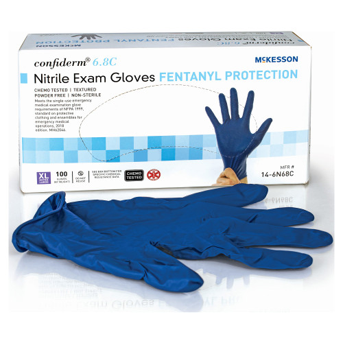 McKesson Confiderm 6.8C Nitrile Exam Glove, Extra Large, Blue