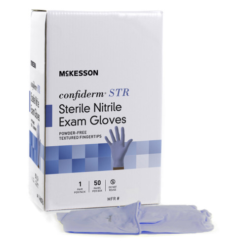McKesson Confiderm STR Nitrile Exam Glove, Extra Large, Blue