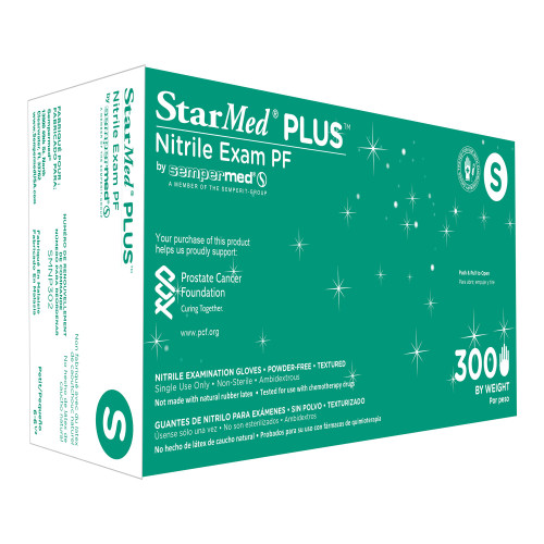 StarMed Plus Nitrile Exam Glove, Small, Blue