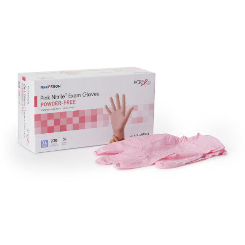 McKesson Pink Nitrile Nitrile Exam Glove, Extra Large, Pink
