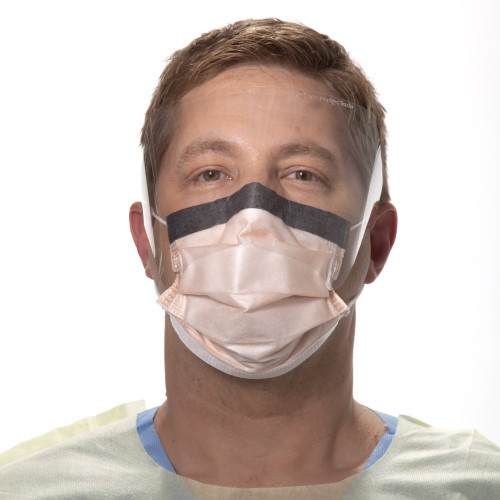 FluidShield Procedure Mask with Eye Shield Anti-fog Orange, NonSterile