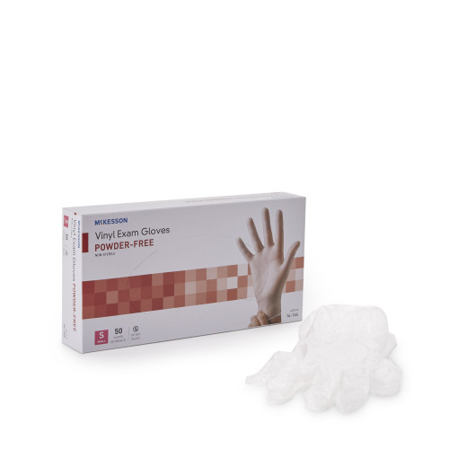 McKesson Confiderm Vinyl Exam Glove, Small, Clear