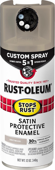 Rust-Oleum 376876 12oz Satin Driftwood 5-in-1 Stops Rust Spray Paint