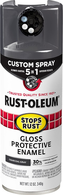 Rust-Oleum 376888 12oz Gloss Charcoal Gray 5-in-1 Stops Rust Spray Paint