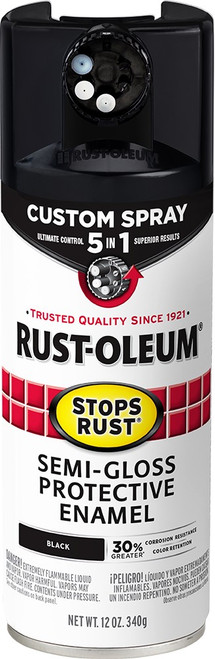 Rust-Oleum 376909 12oz Semi-Gloss Black 5-in-1 Stops Rust Spray Paint