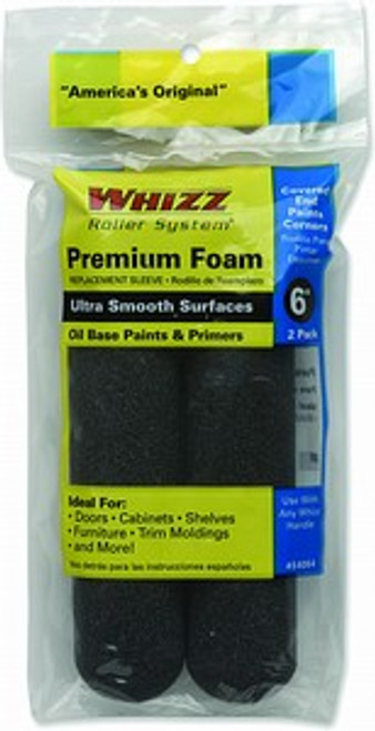 Whizz 54064 6" Black Premium Foam Mini Roller 2Pk