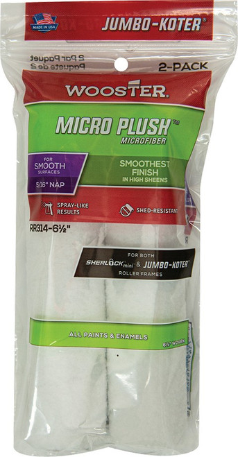Wooster RR314 6-1/2" x 5/16" Nap Micro Plush Jumbo-Koter Mini Roller Cover (2pk)