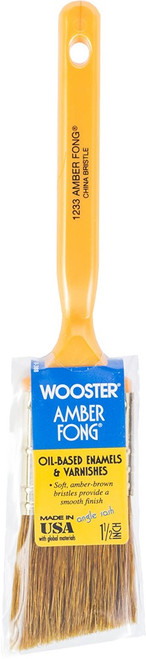 Wooster 1233 1-1/2" Amber Fong Brown China Bristle Angle Sash Paint Brush