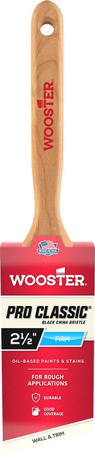 Wooster Z1293 2-1/2" Pro Classic Black China Firm Bristle Angle Sash Paint Brush