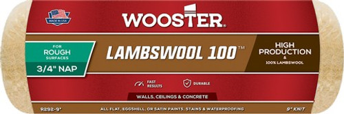 Wooster R292 9" x 3/4" Nap Lambswool 100 Roller Cover