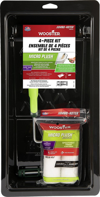 Wooster RR375 4-1/2" x 5/16" Nap Micro Plush Jumbo-Koter Mini Roller Kit (4pc)