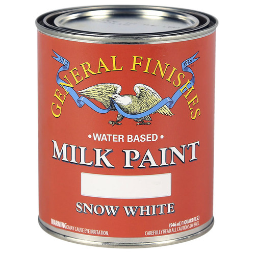 1 Qt General Finishes QSW Snow White Milk Paint Interior / Exterior Paint, Satin - Case of 8