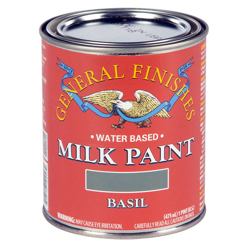 1 Pt General Finishes PBA Basil Milk Paint Interior / Exterior Paint, Satin - Case of 10