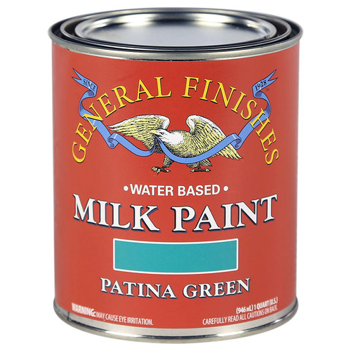 1 Qt General Finishes QTPG Patina Green Milk Paint Interior / Exterior Paint, Satin - Case of 8