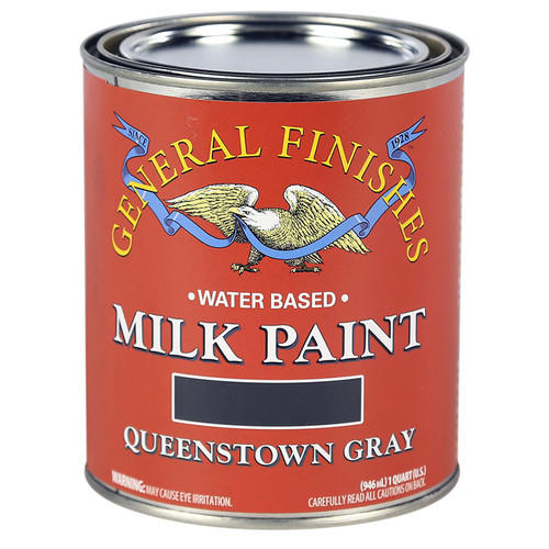 1 Qt General Finishes QQG Queenstown Gray Milk Paint Interior / Exterior Paint, Satin - Case of 8
