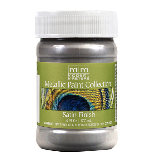 6 Oz Modern Masters ME591 Platinum Metallic Paint Collection, Satin Water-Based Decorative Metallic Paint