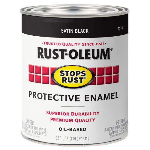 1 Qt Rust-Oleum 7777502 Black Stops Rust Protective Enamel, Satin - Case of 2