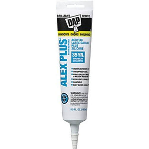 DAP 18128 5.5oz White Alex Plus All Purpose Acrylic Latex Caulk Plus Silicone