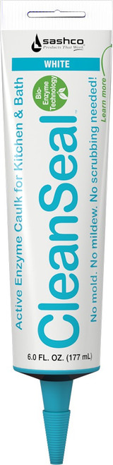 Sashco 11070 White 6 oz CleanSeal Active Enzyme Kitchen & Bath Caulk squeeze tube