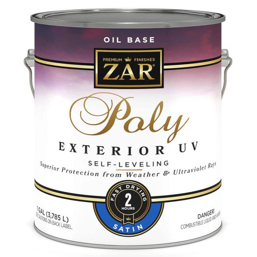 1 Gal UGL 34113 Clear Zar, Poly UV Exterior Oil-Based Ultraviolet Polyurethane Finish, Satin - Case of 2