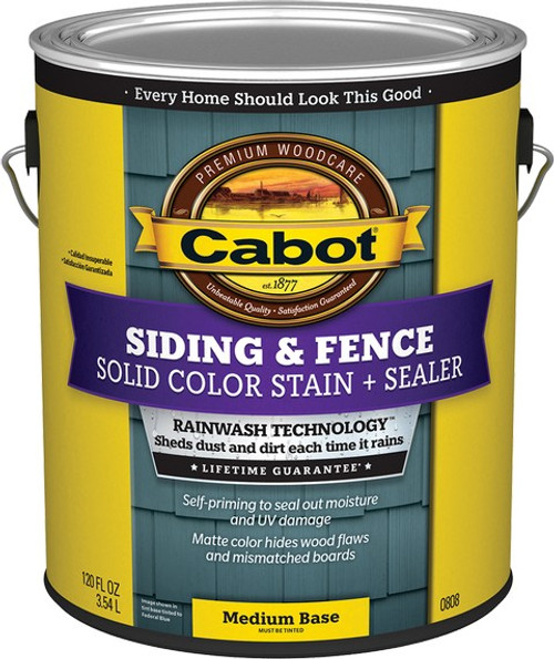 Cabot 0808 1gal Med-Base Solid Color Acrylic Siding Stain