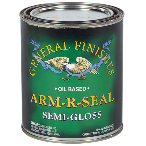1 Qt General Finishes SGQT Clear Arm-R-Seal Oil-Based Topcoat, Semi-Gloss - Case of 8