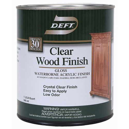 1 Qt Deft DFT107 Clear Clear Wood Finish Water-Based Interior Wood Finish Gloss