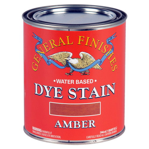 1 Qt General Finishes DQA Amber Dye Stain Water-Based Wood Stain - Case of 8