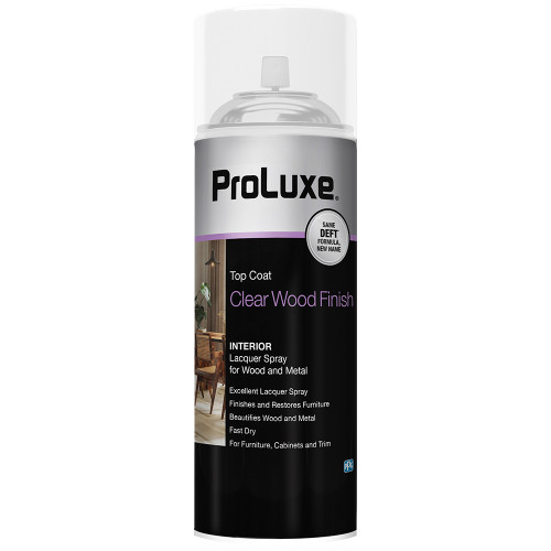 12.25 Oz ProLuxe PLX011S Clear ProLuxe Interior Lacquer Spray For Wood And Metal, Semi-Gloss - Case of 6