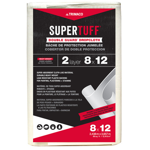 8' x 12' Trimaco 02601 Double Guard Two Layer Heavy Duty Dropcloth - Case of 12 8' x 12' Trimaco 02601 Double Guard Two Layer Heavy Duty Dropcloth - Case of 12