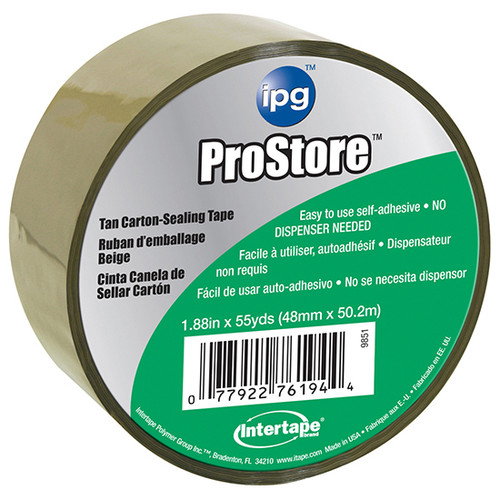 1.88" x 55 Yds Intertape 9851 Tan Moving Tape Box & Carton Sealing Tape Tan - Case of 16