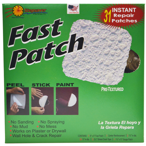 Stepsavers 00001 Stepsaver Self-Adhesive Fast Patch Pre-Textured Wall Patch Kit, 31 Instant Repair Patches - Case of 24