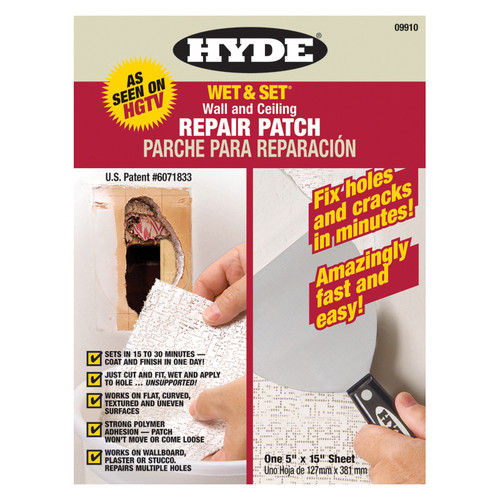 5" x 15" Hyde 09910 Wet & Set Wall and Ceiling Drywall Repair Patch - Case of 30