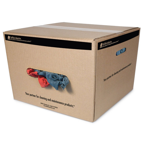 25 Lb Buffalo 10084 Colored Recycled Colored T-Shirt Wipers Knit Cloth Rags, Boxed