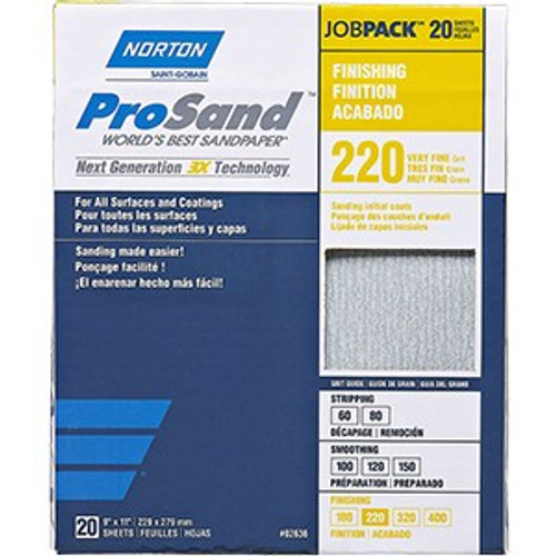 Norton 68167 9" x 11" 220 ProSand Paper Sheets (20pk)