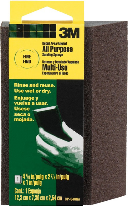 4-7/8" x 2-7/8" x 1" 3M CP-040 SandBlaster Detail Area Angled Sanding Sponge, Fine